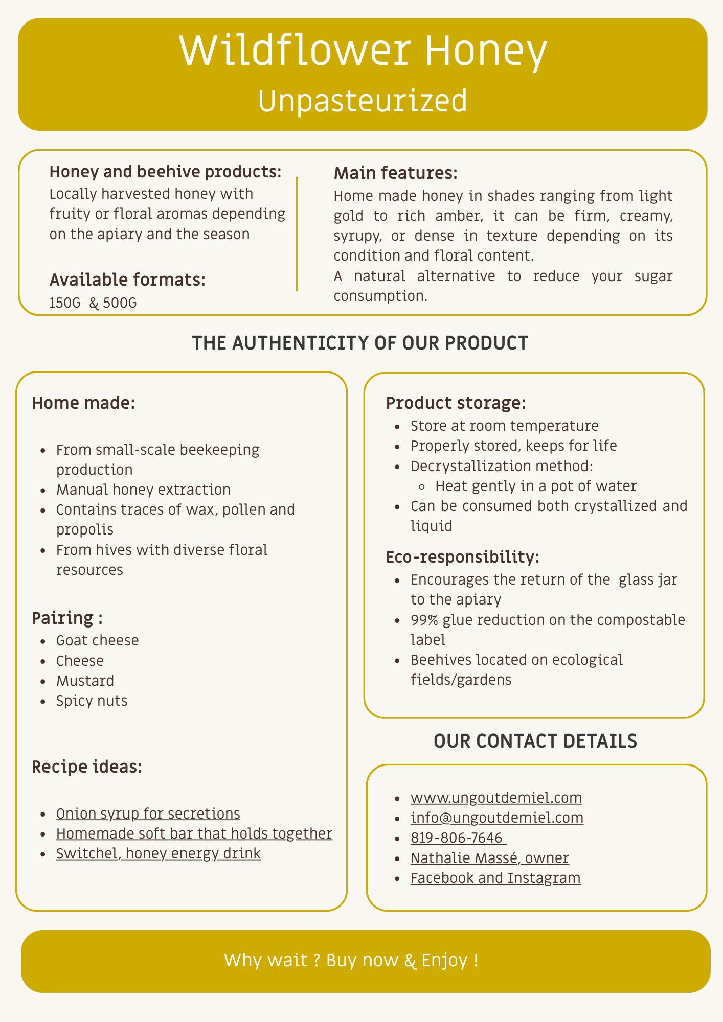 MIEL DE FLEURS SAUVAGES NON PASTEURISÉ