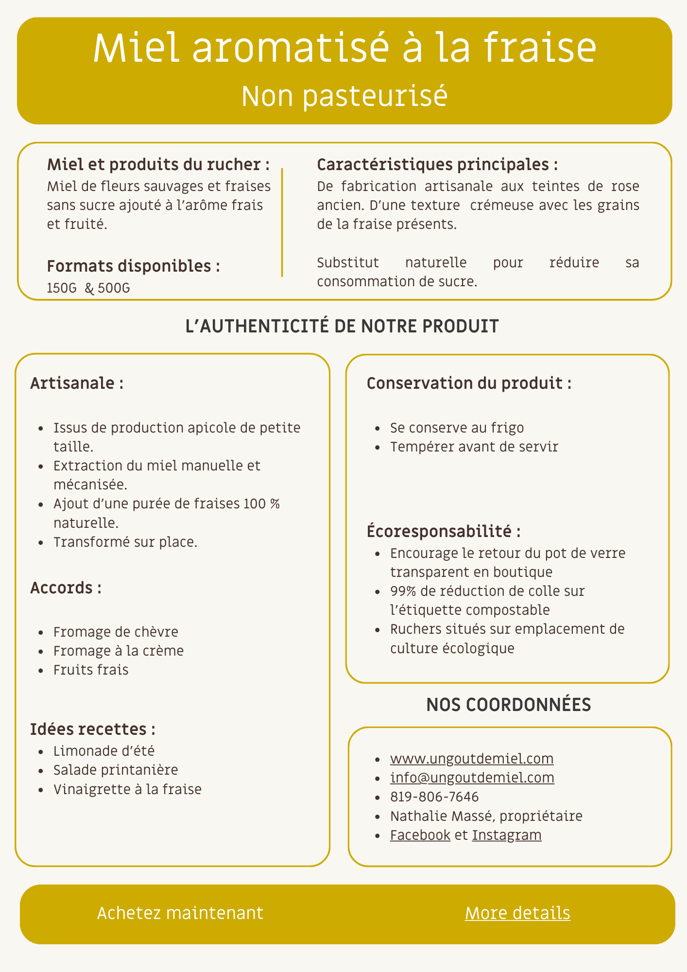 MIEL AROMATISÉ AUX FRAISES