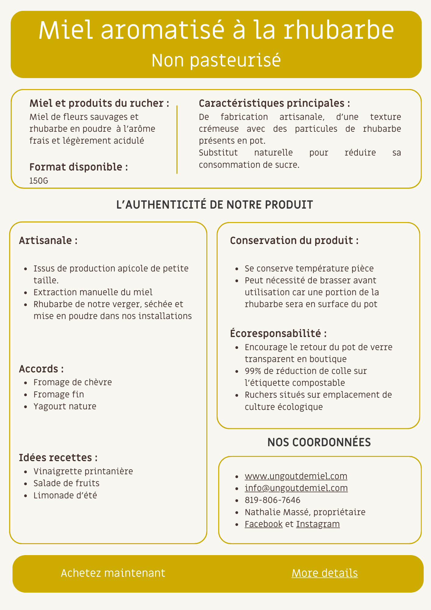 MIEL AROMATISÉ À LA RHUBARBE