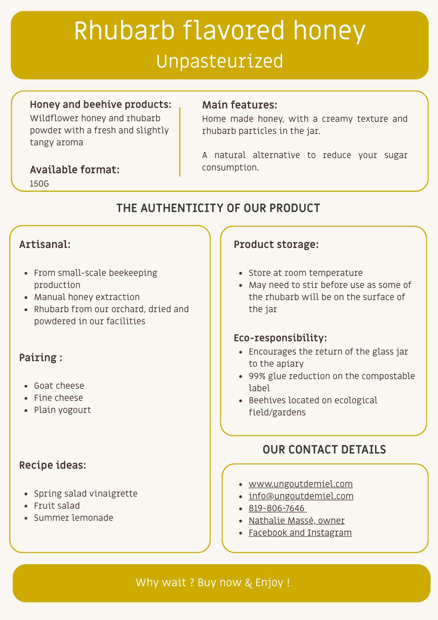 MIEL AROMATISÉ À LA RHUBARBE