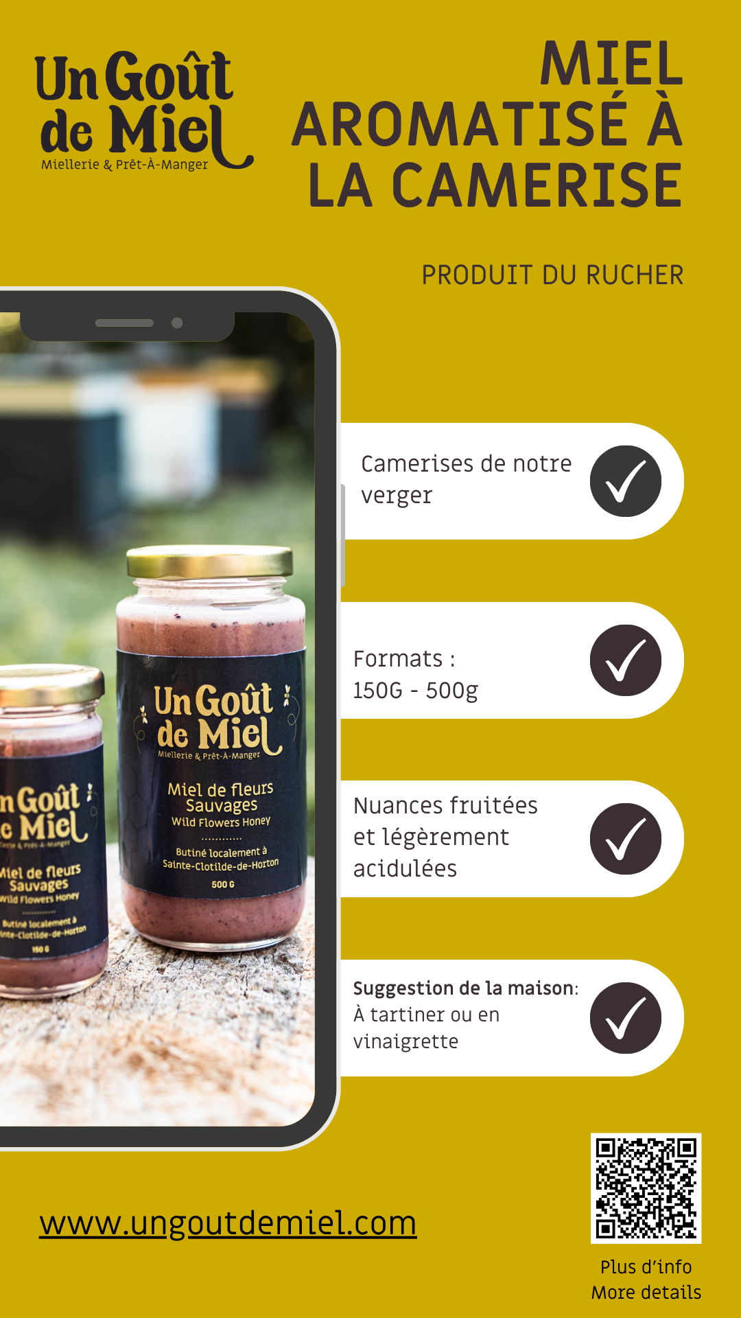 MIEL AROMATISÉ À LA CAMERISE