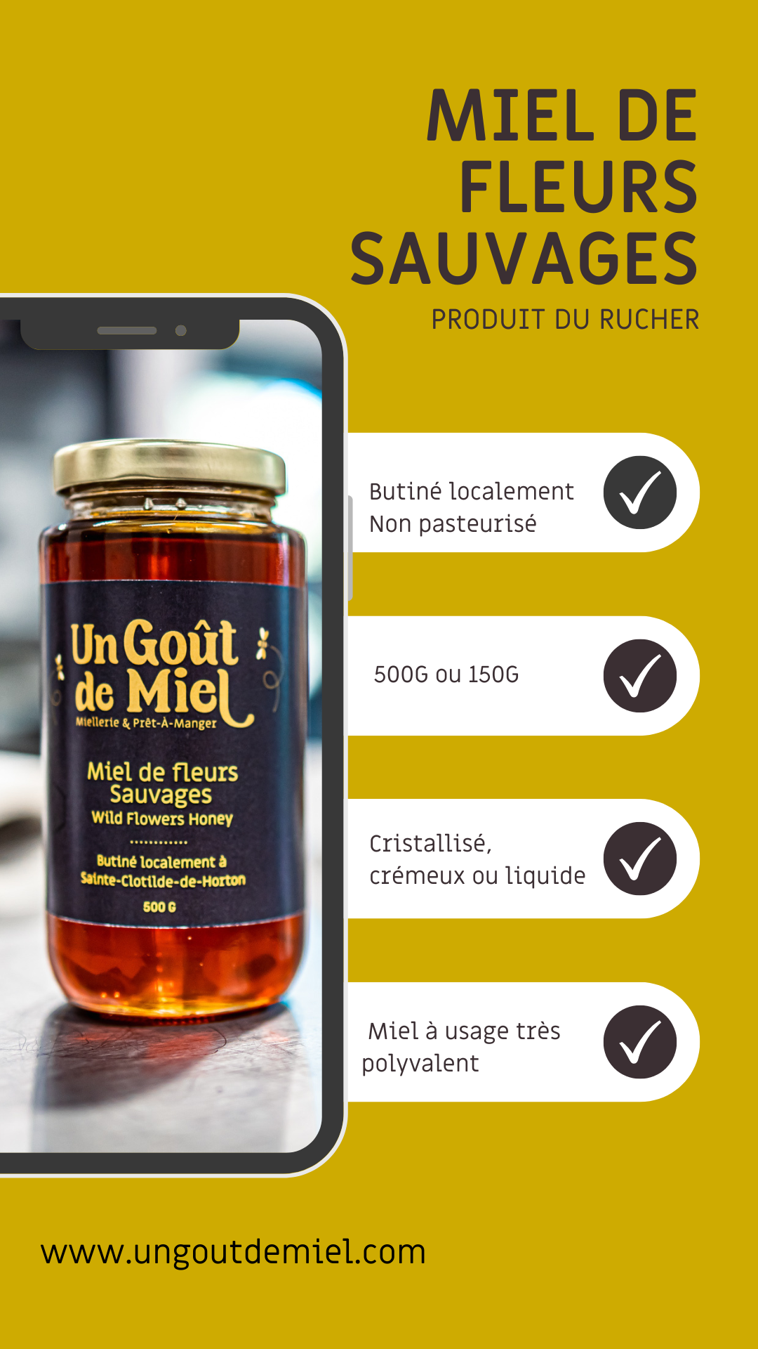 MIEL DE FLEURS SAUVAGES NON PASTEURISÉ