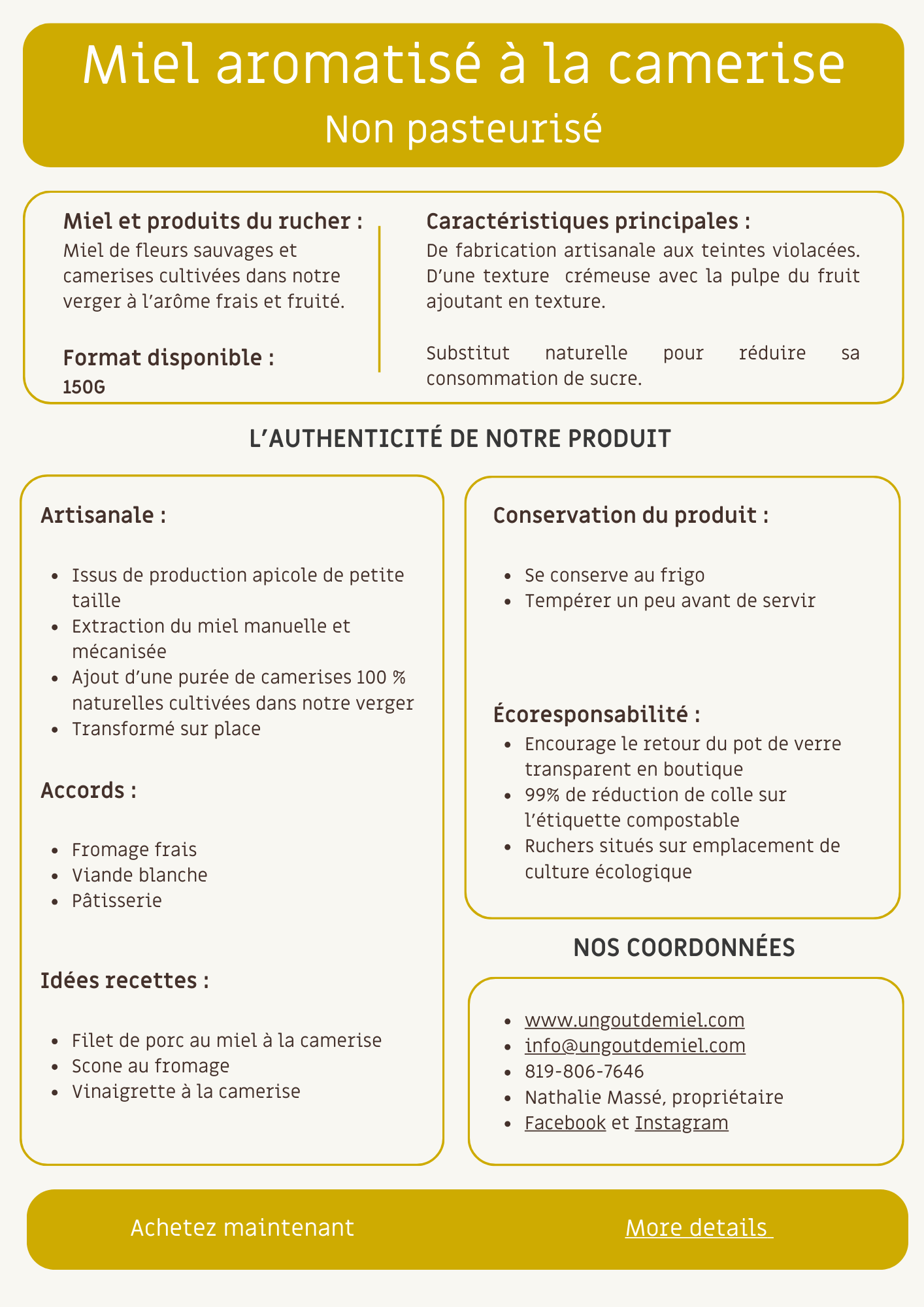 MIEL AROMATISÉ À LA CAMERISE