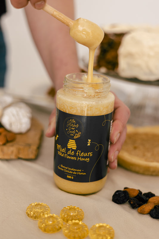 MIEL AROMATISÉ AUX HUILES ESSENTIELLES D'ORANGE ET DE GINGEMBRE