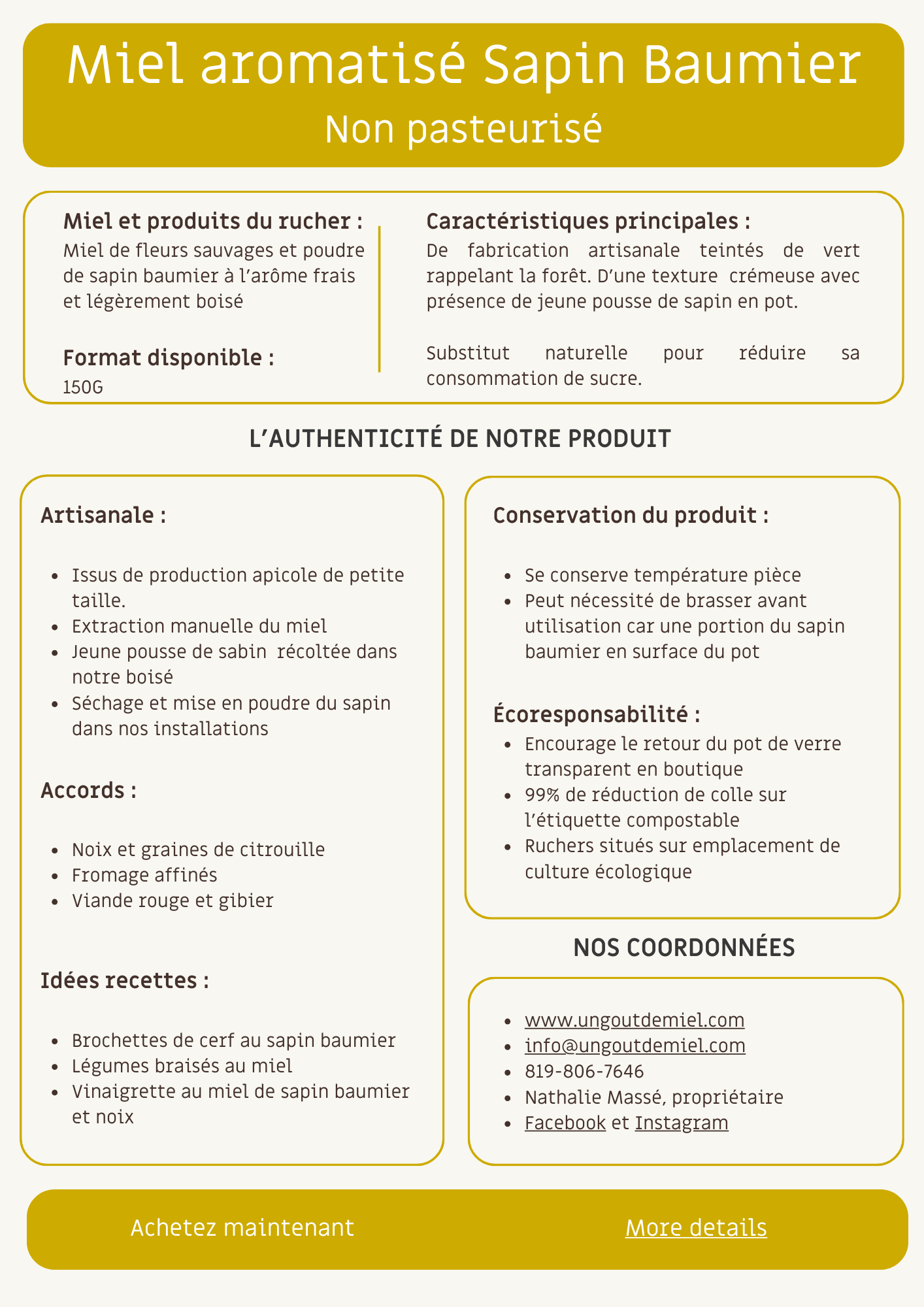 MIEL AROMATISÉ AU SAPIN BAUMIER